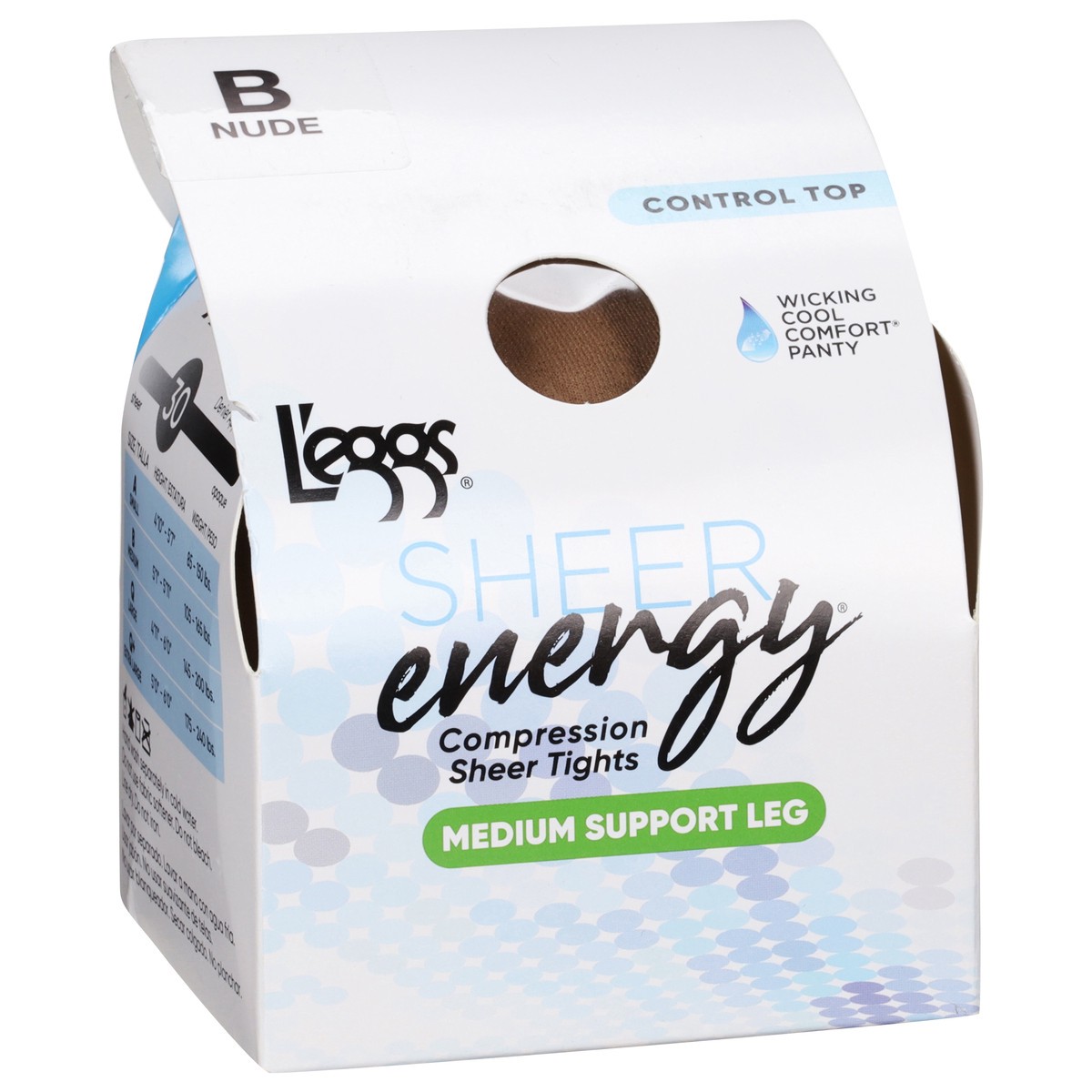 slide 11 of 12, L'eggs Sheer Energy Nude Medium Support Leg Compression Sheer Tights B 1 ea, 1 ct