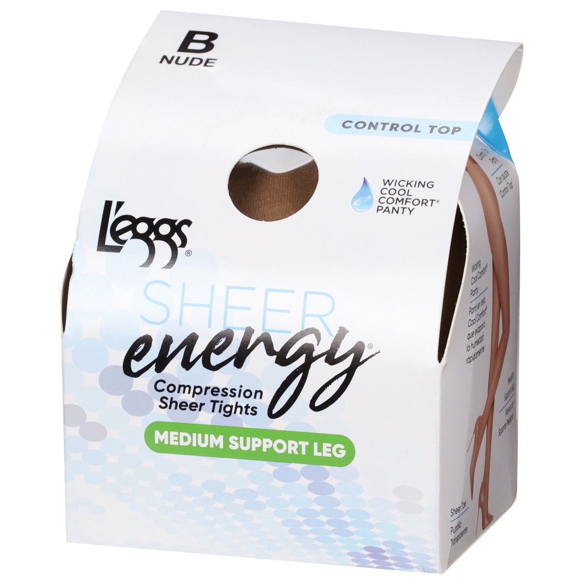 slide 9 of 12, L'eggs Sheer Energy Nude Medium Support Leg Compression Sheer Tights B 1 ea, 1 ct