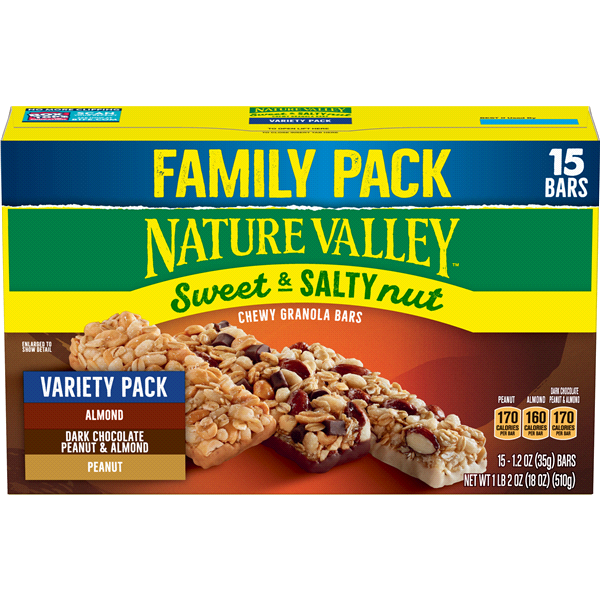 slide 1 of 1, Nature Valley Granola Bars, Sweet & Salty Nut, Variety Pack, Family Pack, 15 ct