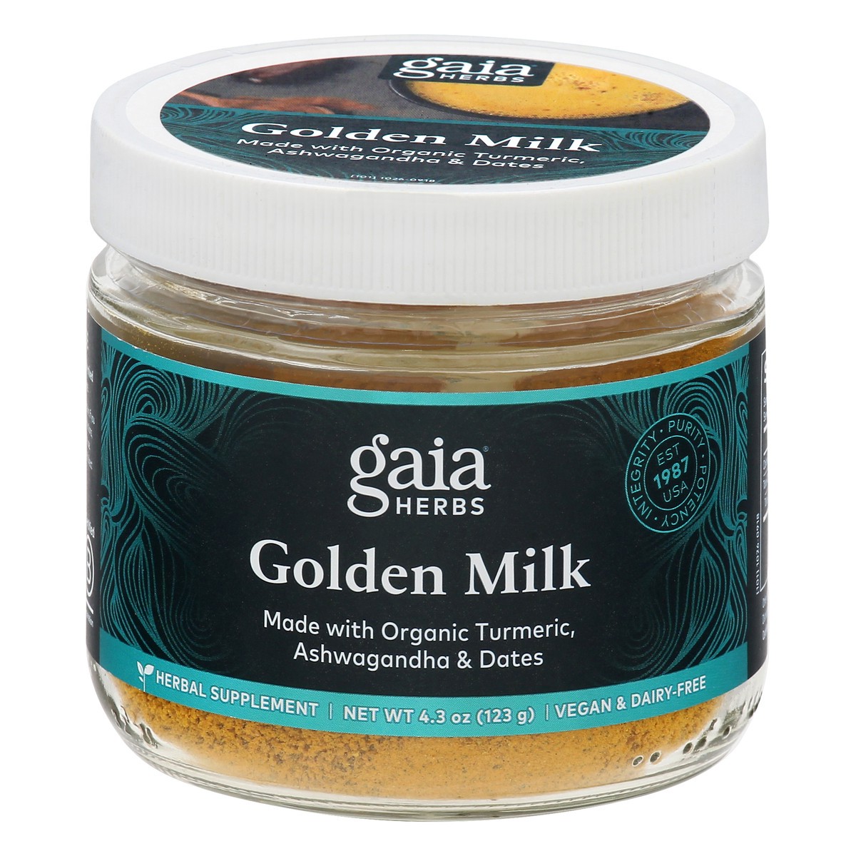 slide 1 of 9, Gaia Herbs Golden Milk Herbal Supplement, 3.7 oz