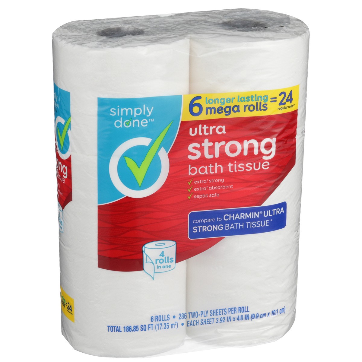 slide 3 of 8, Simply Done Ultra Strong Bath Tissue Mega Rolls, 6 ct