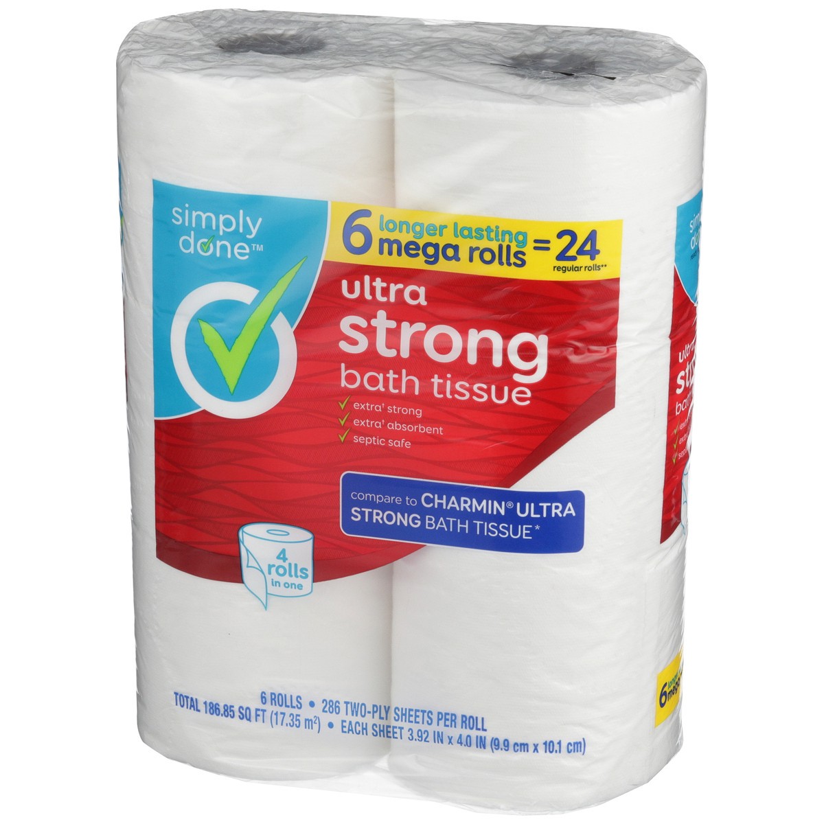 slide 5 of 8, Simply Done Ultra Strong Bath Tissue Mega Rolls, 6 ct