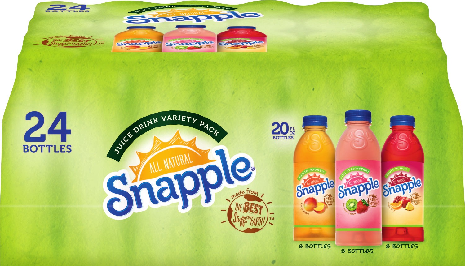 slide 1 of 3, Snapple Juice Drink Variety Pack, 20 fl oz bottles, 24 pack, 24 ct