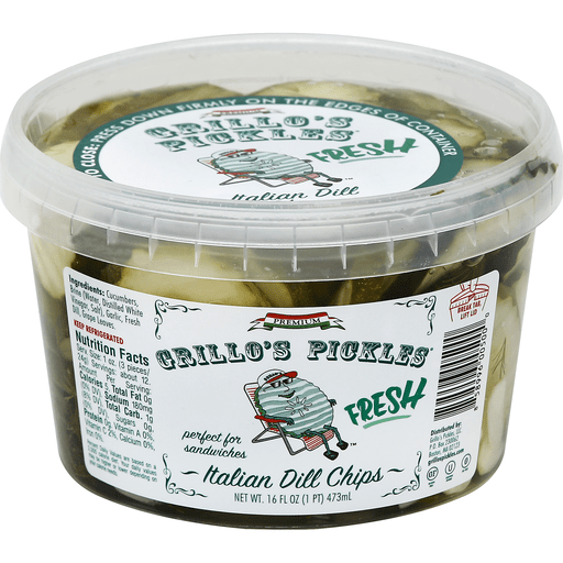 slide 3 of 3, Grillo's Pickles Italian Dill Pickle Chips, 16 fl oz