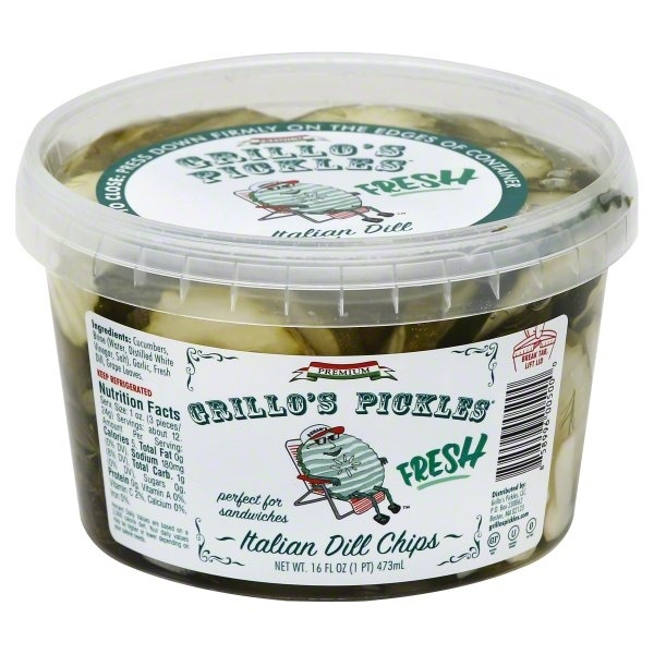 slide 1 of 3, Grillo's Pickles Italian Dill Pickle Chips, 16 fl oz