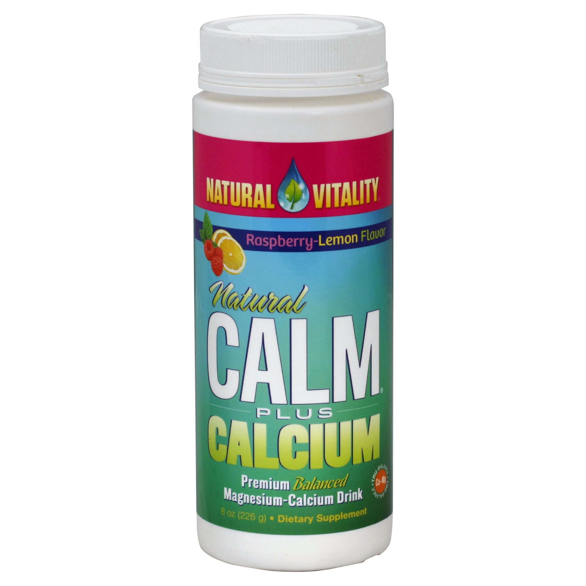 slide 1 of 4, Natural Vitality Calm PLUS Calcium Supplement Powder Raspberry Lemon, 8 oz