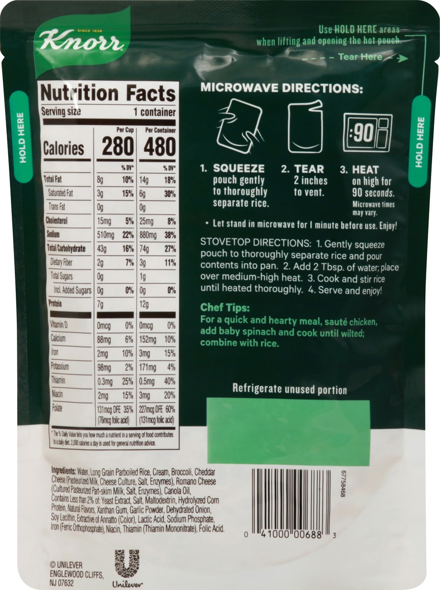 slide 10 of 10, Knorr Cheddar Broccoli Rice 8.8 Oz. Pouch, 1 ct