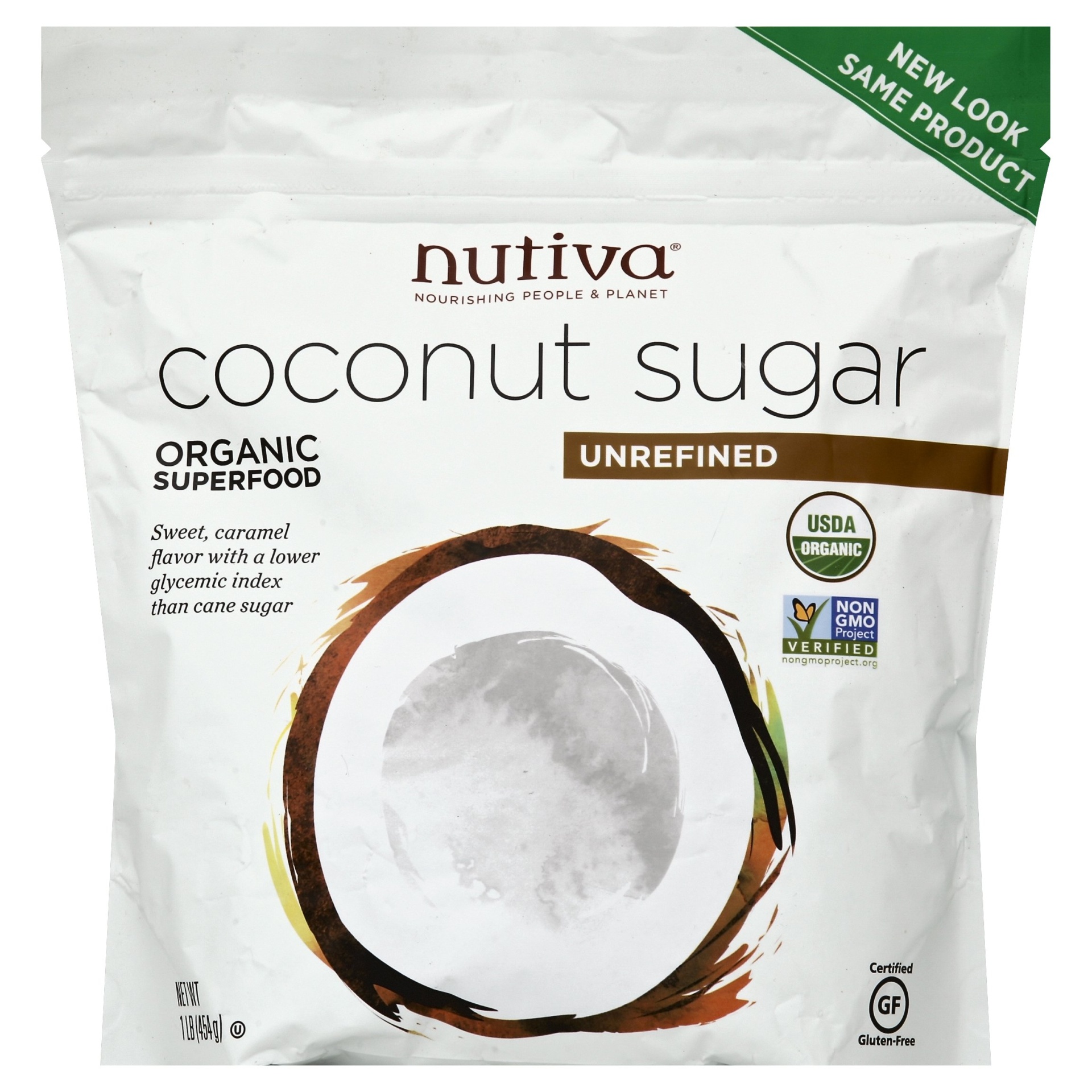 slide 1 of 3, Nutiva Sugar Coconut Org, 16 oz