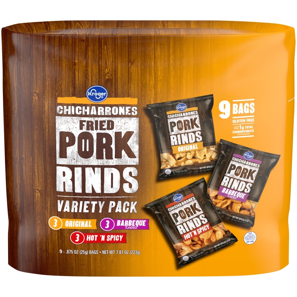 slide 1 of 1, Kroger Variety Pack Pork Rinds, 7.88 oz