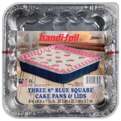Handi-Foil Blue Square 8 Inch Cake Pans With Lids, 3 Count