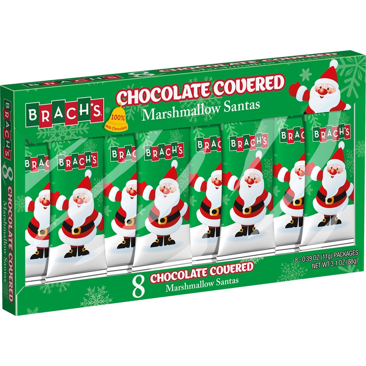 slide 1 of 1, Brach's Chocolate Covered Marshmallow Christmas Santas, 3.1 oz