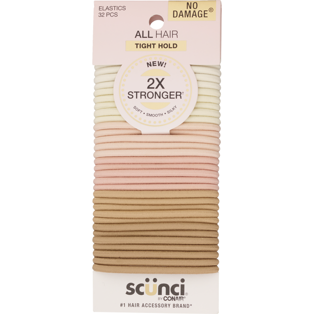 slide 1 of 1, scünci 2X Stronger All Hair Elastics Blonde, 32 ct