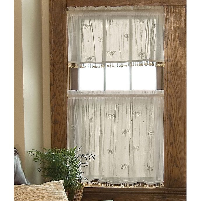 slide 1 of 1, Heritage Lace Dragonfly Window Curtain Tier with Trim - Ecru, 30 in