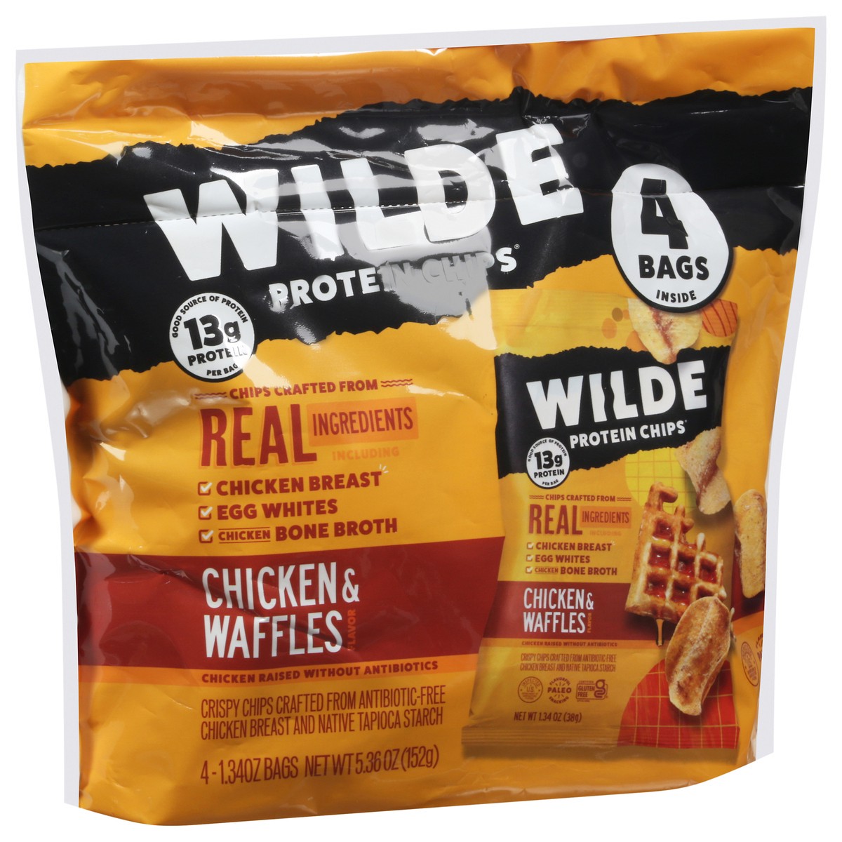 slide 8 of 9, Wilde Chicken & Waffles Flavor Protein Chips - 4 ct, 4 ct