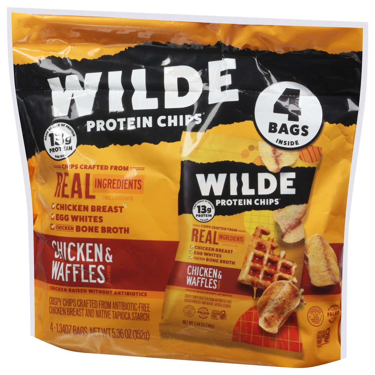 slide 7 of 9, Wilde Chicken & Waffles Flavor Protein Chips - 4 ct, 4 ct