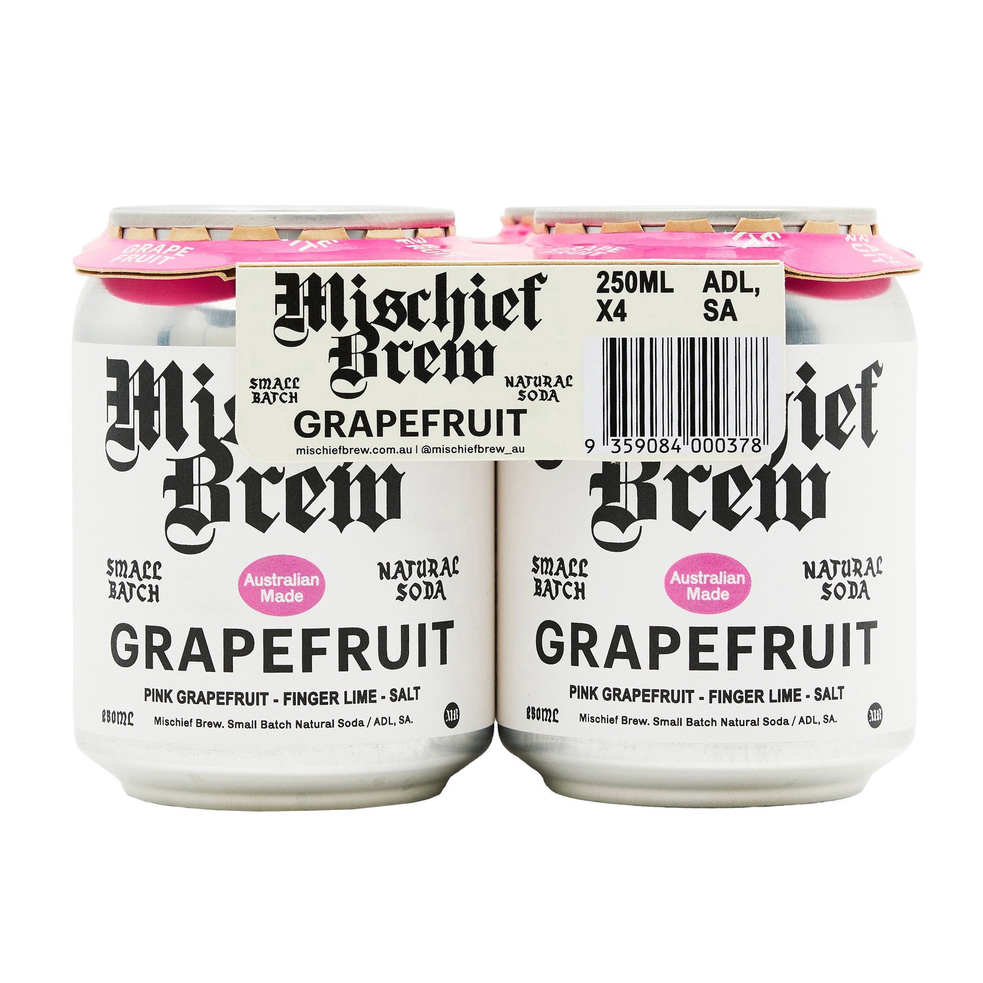 slide 1 of 1, Mischief Brew Grapefruit Soda 8.5 oz Cans, 4 ct
