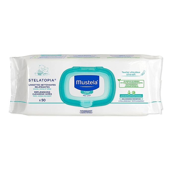 slide 1 of 1, Mustela Stelatopia Replenishing Cleansing Wipes, 50 ct