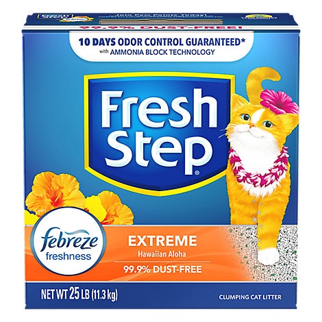 slide 1 of 1, Fresh Step Cat Litter Clumping Extreme With Febreze Hawaiian Aloha Scent Box, 25 lb