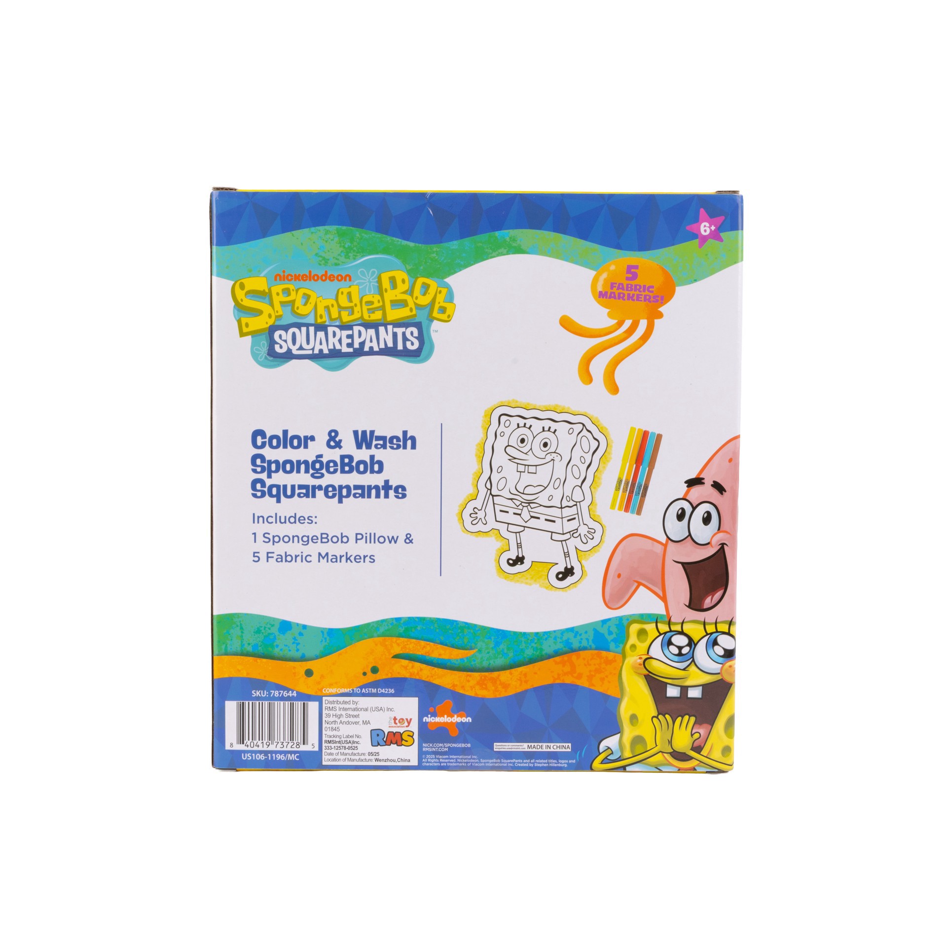 slide 2 of 3, Nickelodeon Spongebob Squarepants Color & Wash Pillow, 75 in x 9 in x 10 in