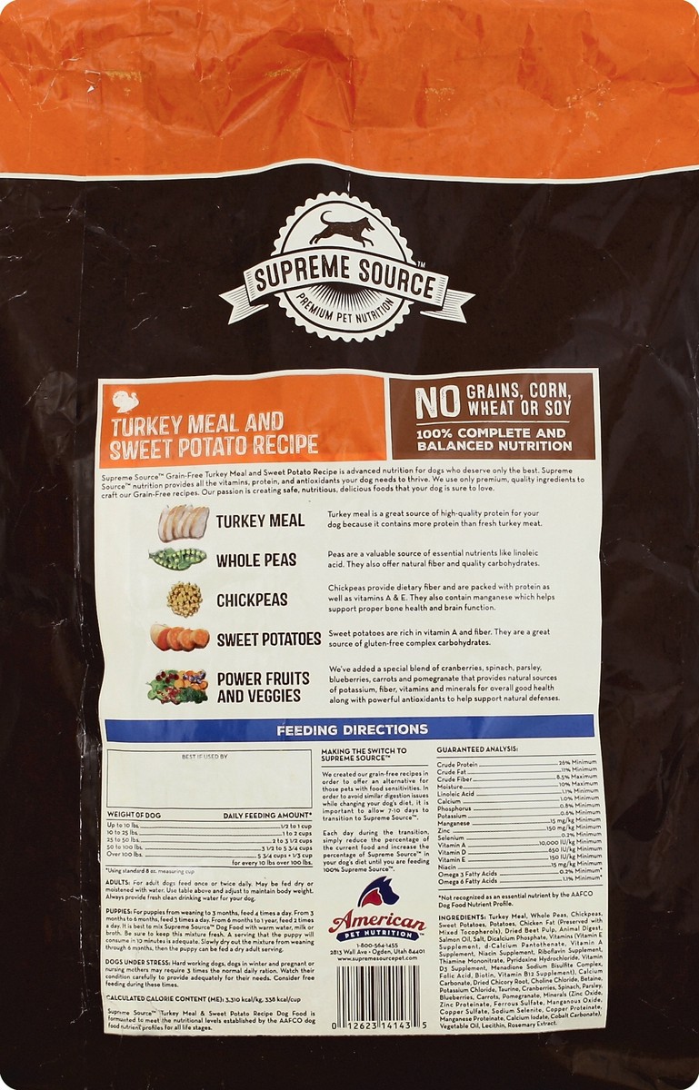 slide 5 of 6, Supreme Source Grain-Free Turkey Meal and Sweet Potato Recipe Dog Food, 12 lb