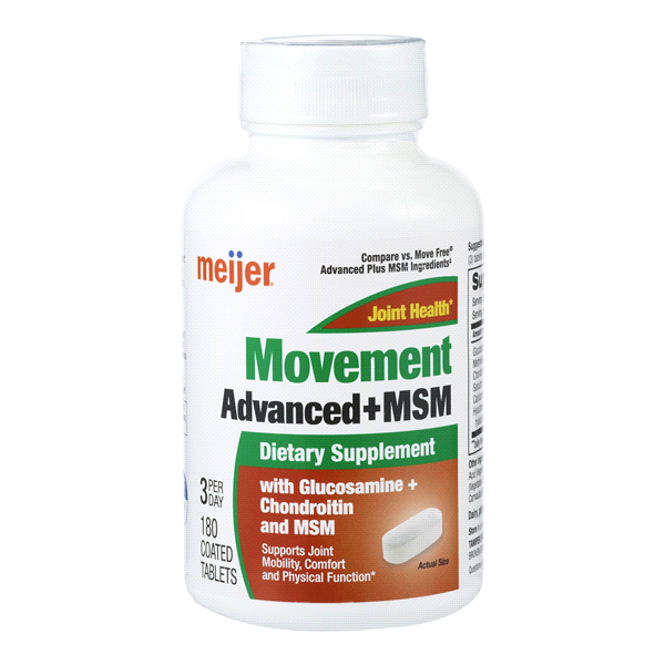 slide 1 of 1, Meijer Movement Advanced + MSM with Glucosamine Condroitin, 180 ct