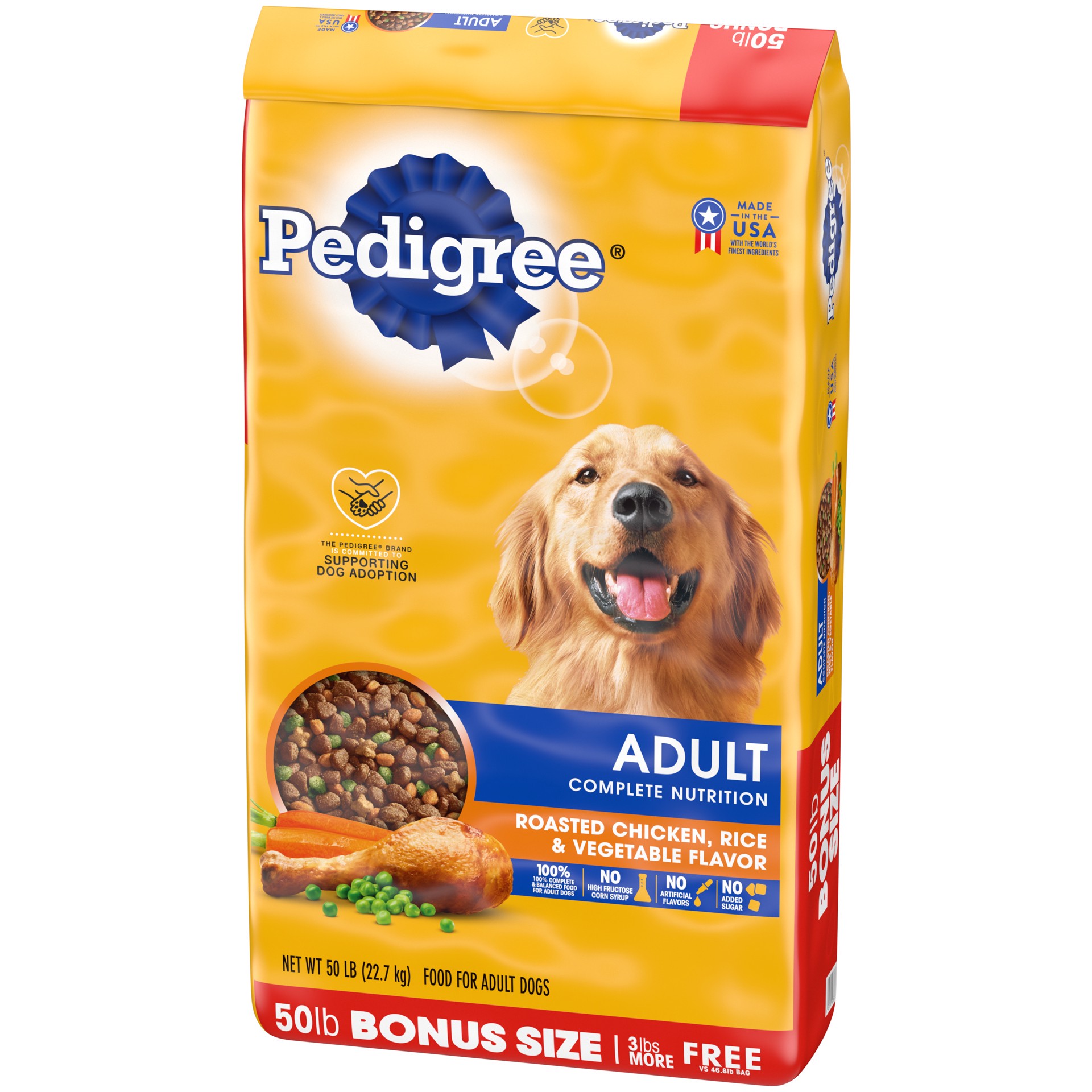 slide 5 of 5, PEDIGREE Complete Nutrition Adult Dry Dog Food Roasted Chicken, Rice & Vegetable Flavor Dog Kibble, 50 lb. Bag, 50 lb