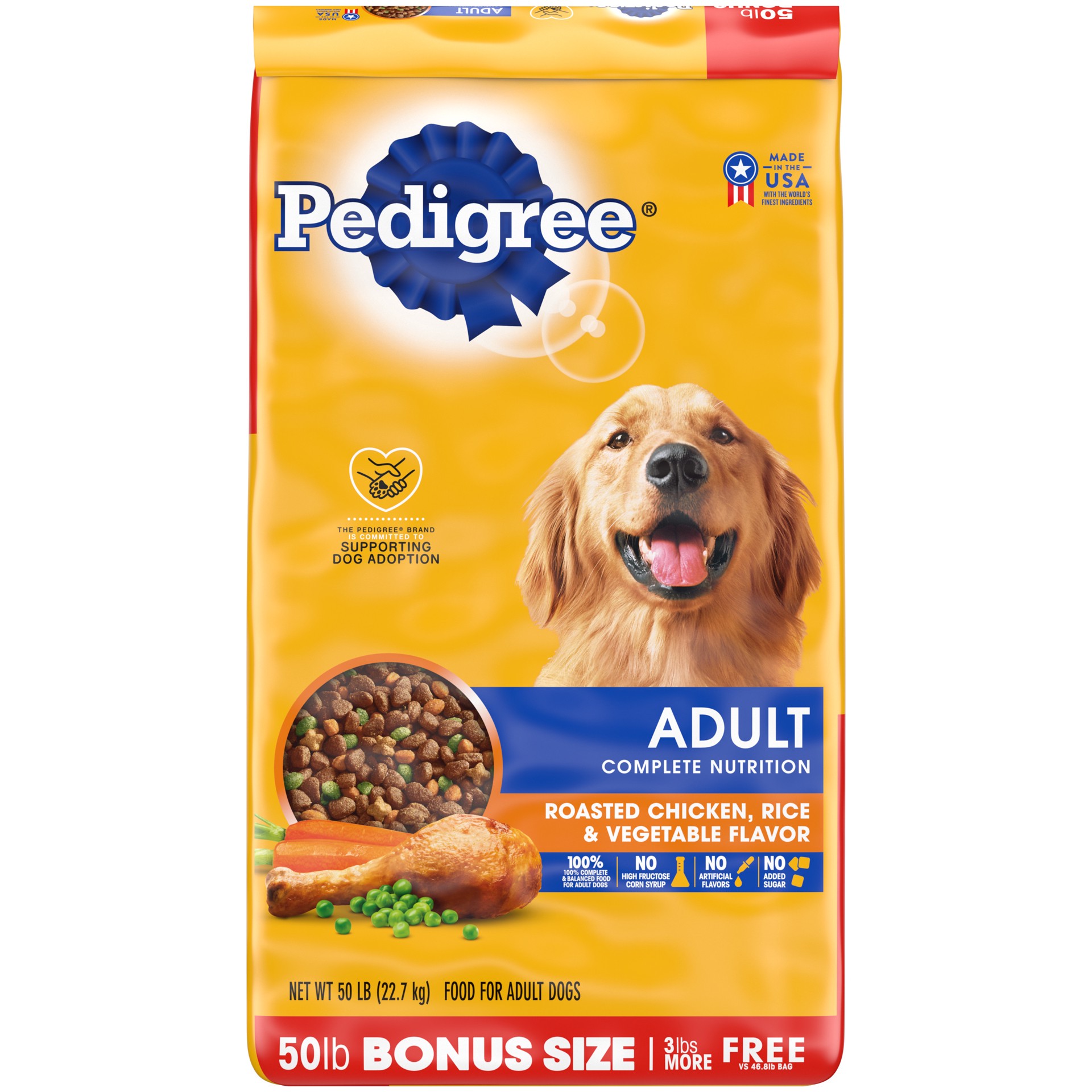 slide 1 of 5, PEDIGREE Complete Nutrition Adult Dry Dog Food Roasted Chicken, Rice & Vegetable Flavor Dog Kibble, 50 lb. Bag, 50 lb