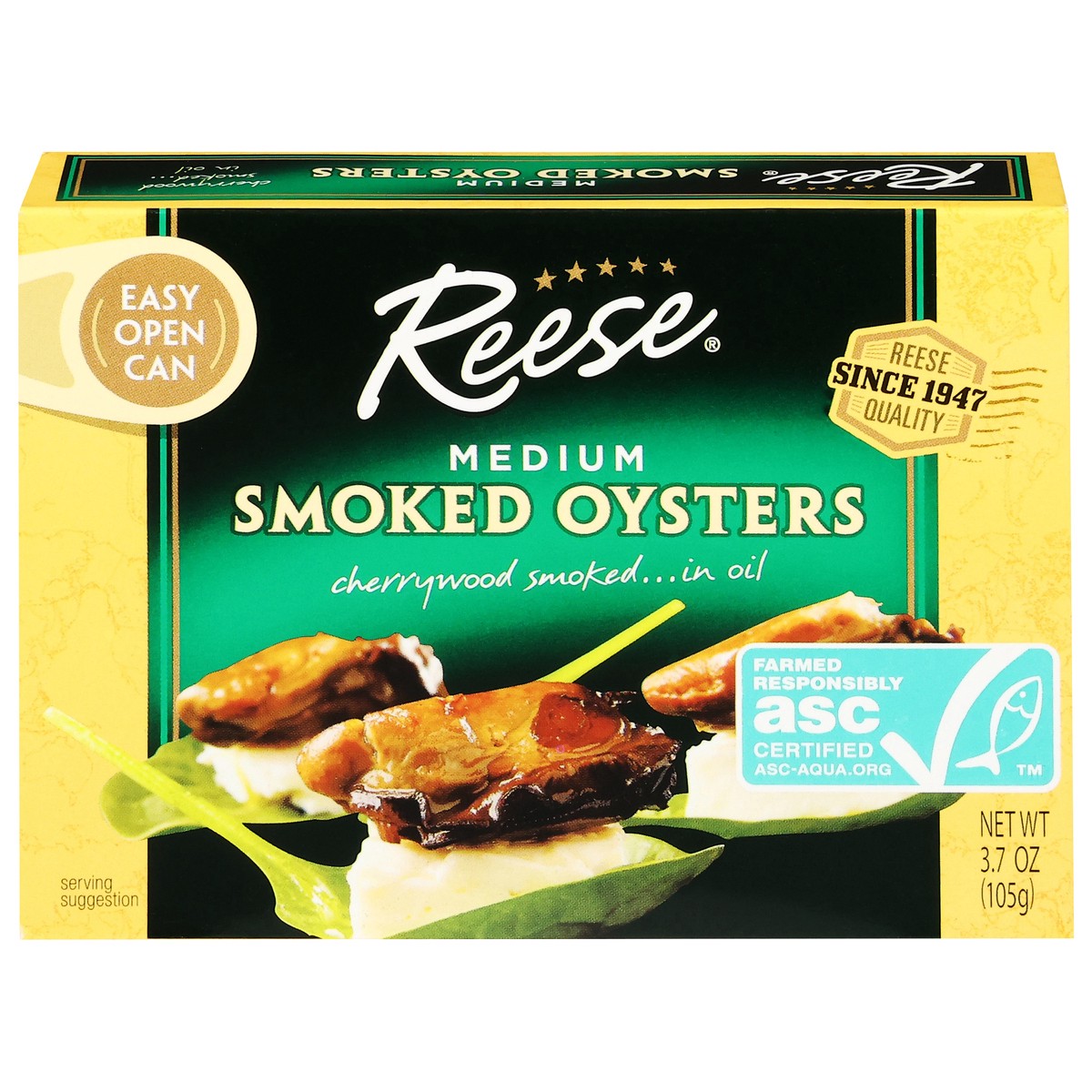 slide 1 of 1, Reese Smoked Oysters Medium 3.7 oz, 3.7 oz