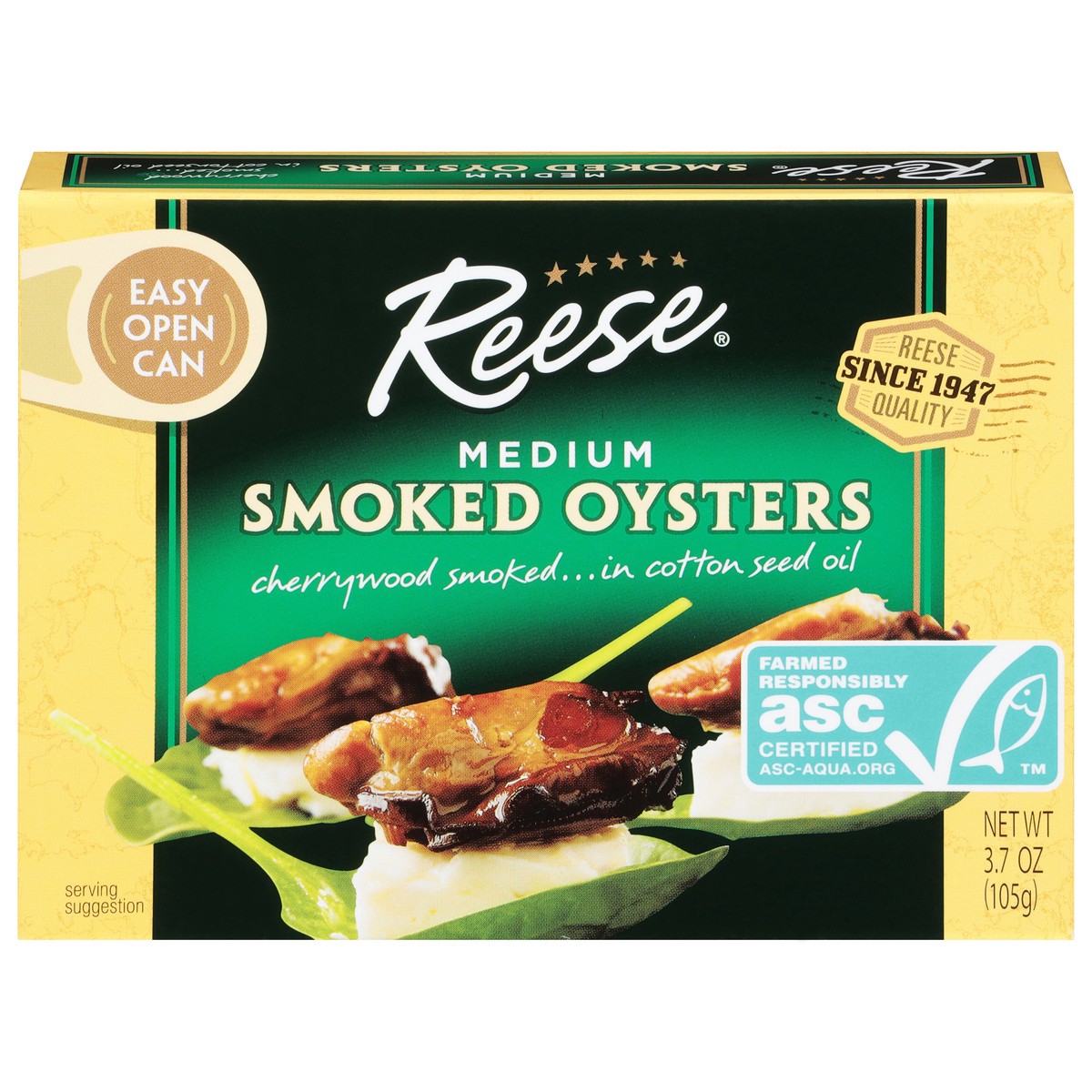 slide 1 of 1, Reese Medium Smoked Oysters Medium 3.7 oz, 3.7 oz