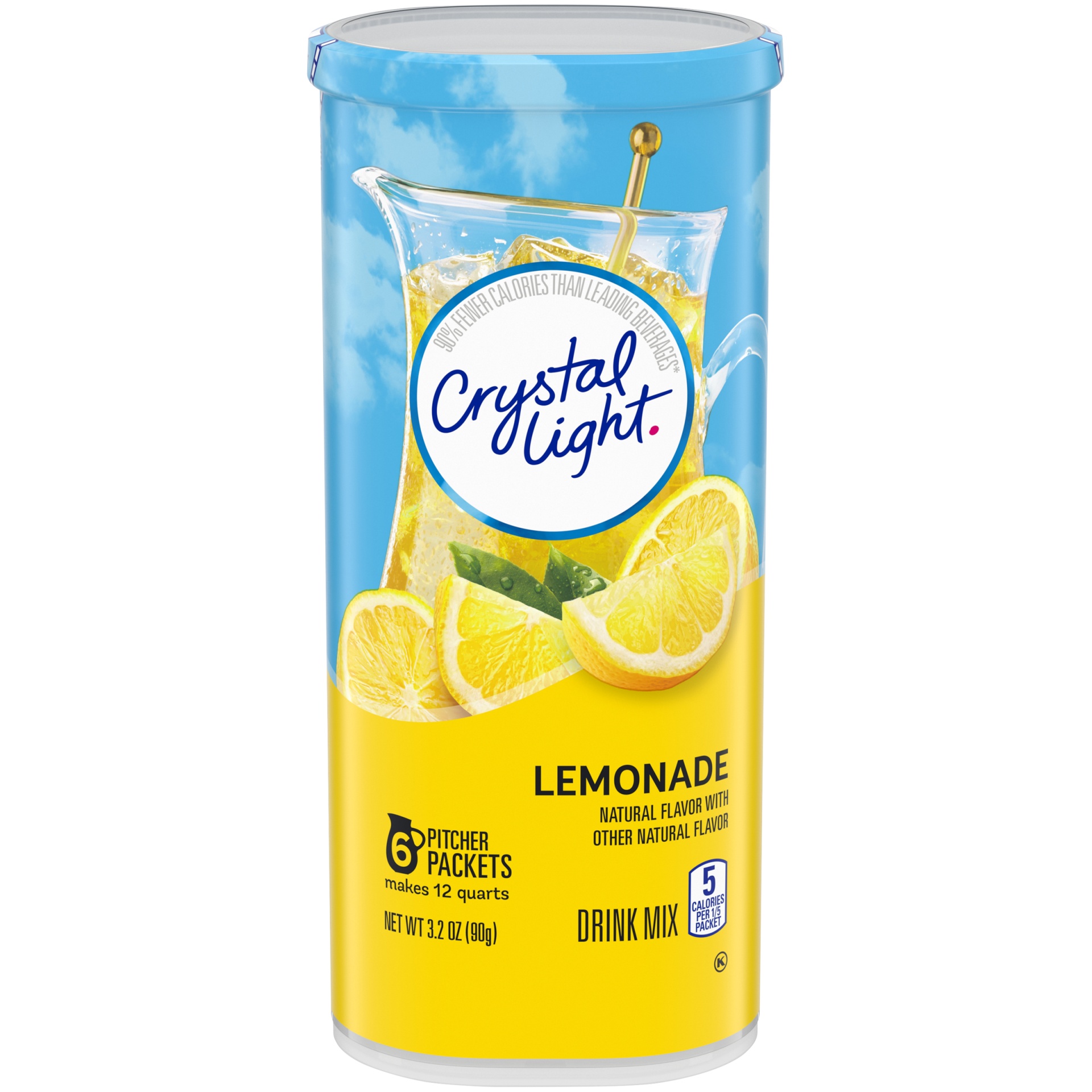 slide 1 of 10, Crystal Light Lemonade Naturally Flavored Powdered Drink Mix Pitcher, 6 ct