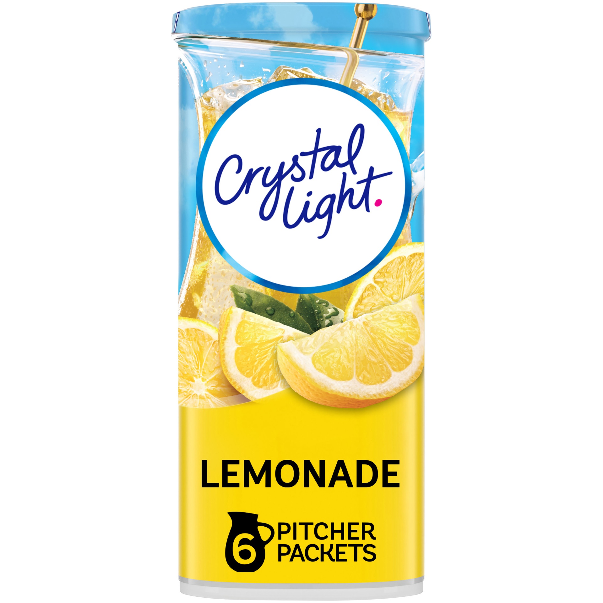 slide 1 of 7, Crystal Light Lemonade Naturally Flavored Powdered Drink Mix Pitcher Packets, 6 ct
