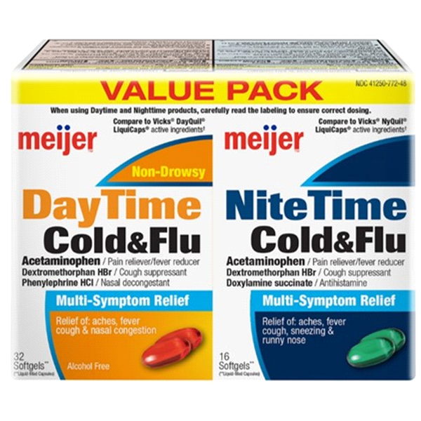 slide 1 of 1, Meijer Daytime/Nighttime Cold & Flu Softgels, 48 ct