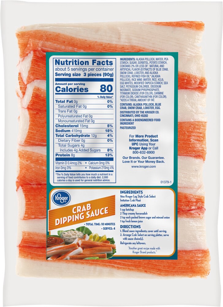 slide 2 of 3, Kroger Leg Style Crab Select Imitation Crab Meat, 16 oz