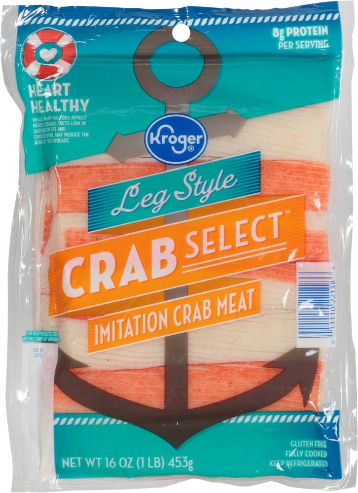 slide 1 of 2, Kroger Leg Style Crab Select Imitation Crab Meat, 16 oz