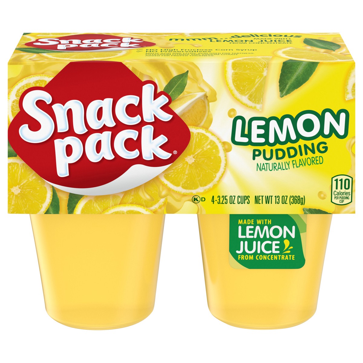 slide 1 of 6, Snack Pack Lemon Pudding, 3.25 oz Pudding Cups, 4 Count, 4 ct