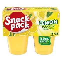 Snack Pack Lemon Pudding, 3.25 oz Pudding Cups, 4 Count