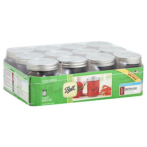 slide 1 of 1, Ball Jars Mason Regular Half Pint - 12 Count, 12 ct