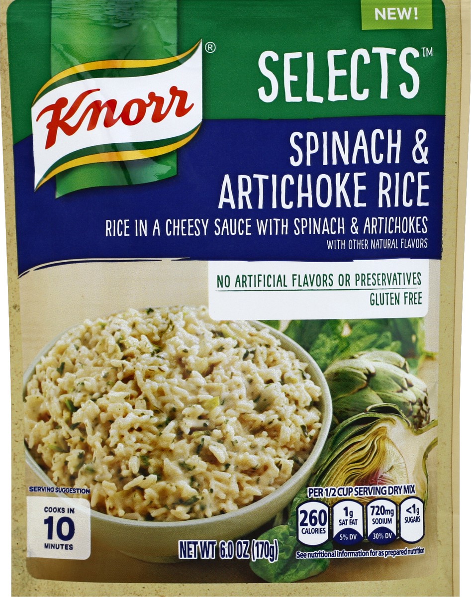 slide 5 of 6, Knorr Selects Spinach & Artichoke Rice Side Dish, 6 oz