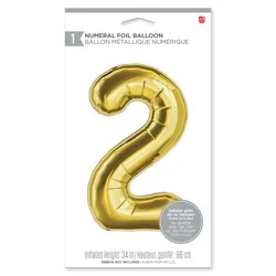 American Greetings Large Gold Foil Number 2 Balloon