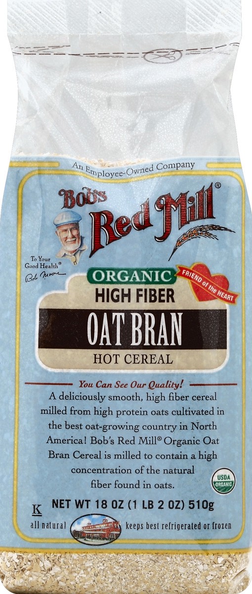 slide 1 of 5, Bob's Red Mill Organic High Fiber Oat Bran Hot Cereal, 18 oz