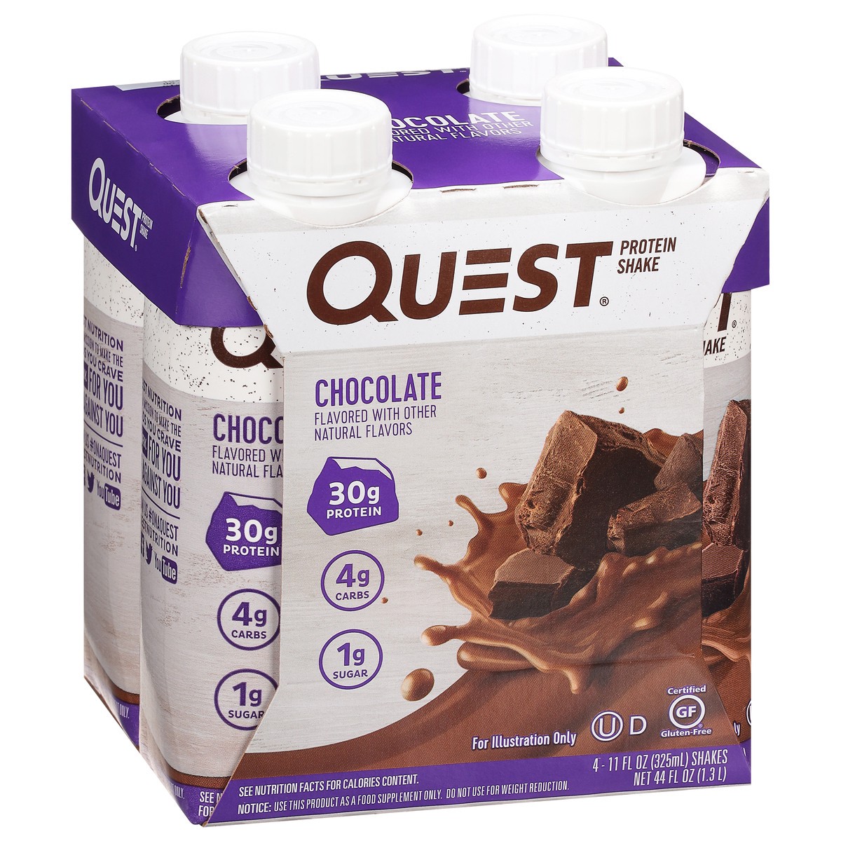 slide 2 of 9, Quest Chocolate Protein Shake 4 - 11 fl oz Shakes, 44 fl oz