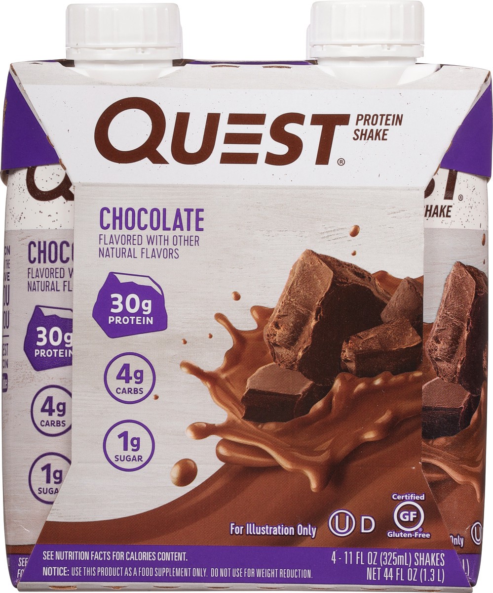 slide 3 of 9, Quest Chocolate Protein Shake 4 - 11 fl oz Shakes, 44 fl oz