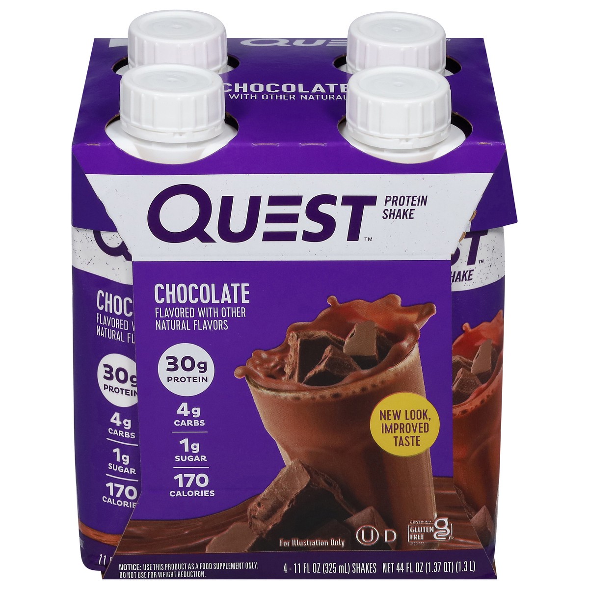 slide 1 of 9, Quest Chocolate Protein Shake 4 - 11 fl oz Shakes, 44 fl oz