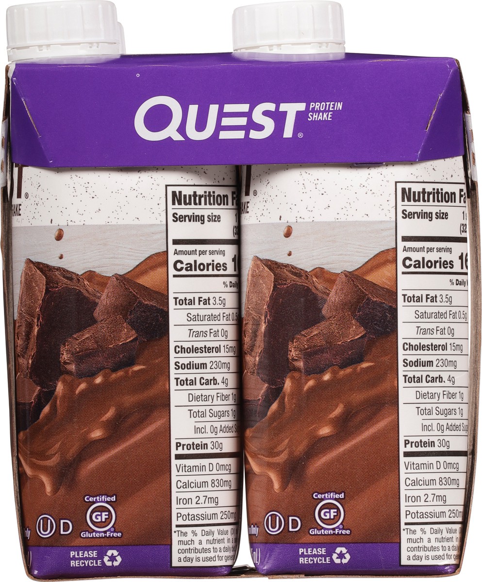 slide 5 of 9, Quest Chocolate Protein Shake 4 - 11 fl oz Shakes, 44 fl oz