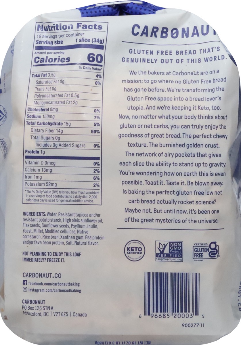 slide 5 of 9, Carbonaut Seeded Gluten Free Bread 19 oz, 19 oz