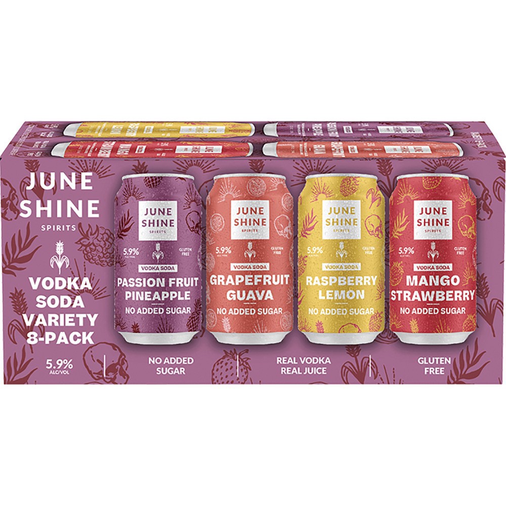 slide 1 of 1, JuneShine Vodka Soda Variety, 8 ct; 12 oz