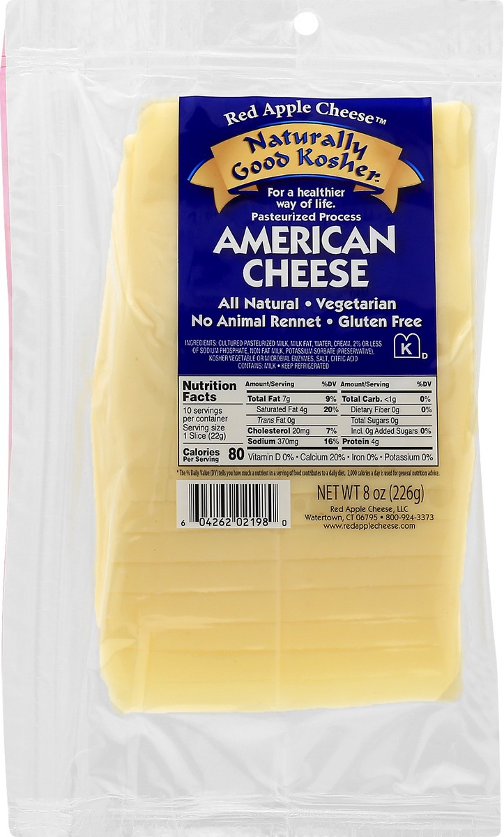 slide 10 of 10, Red Apple Naturally Good Kosher Kosher American Cheese, 1 ct