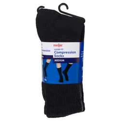 Meijer Loose Fit Compression Socks, Black, Medium, 3 Pr