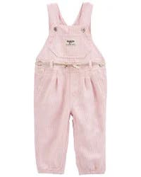 Oshkosh Baby Knit Denim Hickory Stripe Overalls Pink 12M