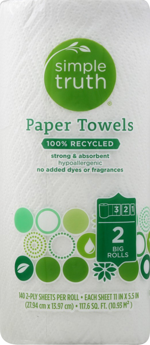 slide 2 of 8, Simple Truth 100% Recycled Paper Towels, 2 ct